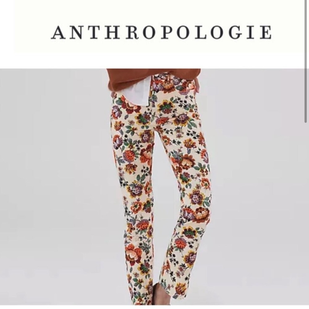 Anthropologie Floral PILCRO High Rise Cigarette Slim
Jeans PANTS 26